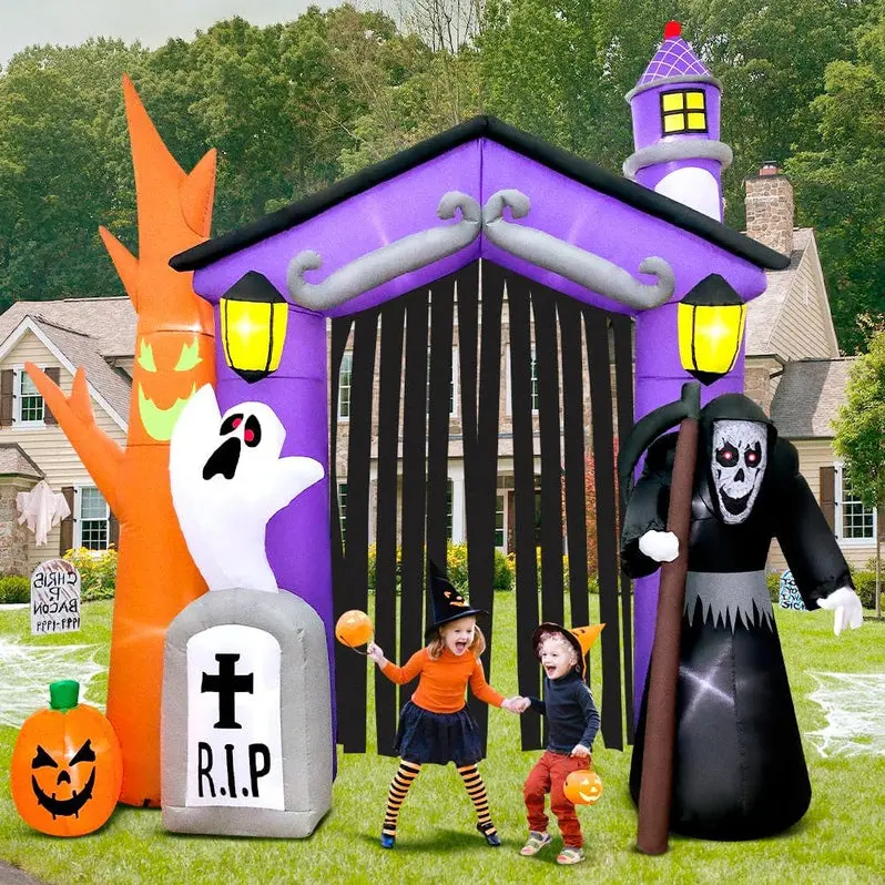 9-Foot Inflatable Haunted House – Fully Decorated Outdoor Halloween Display