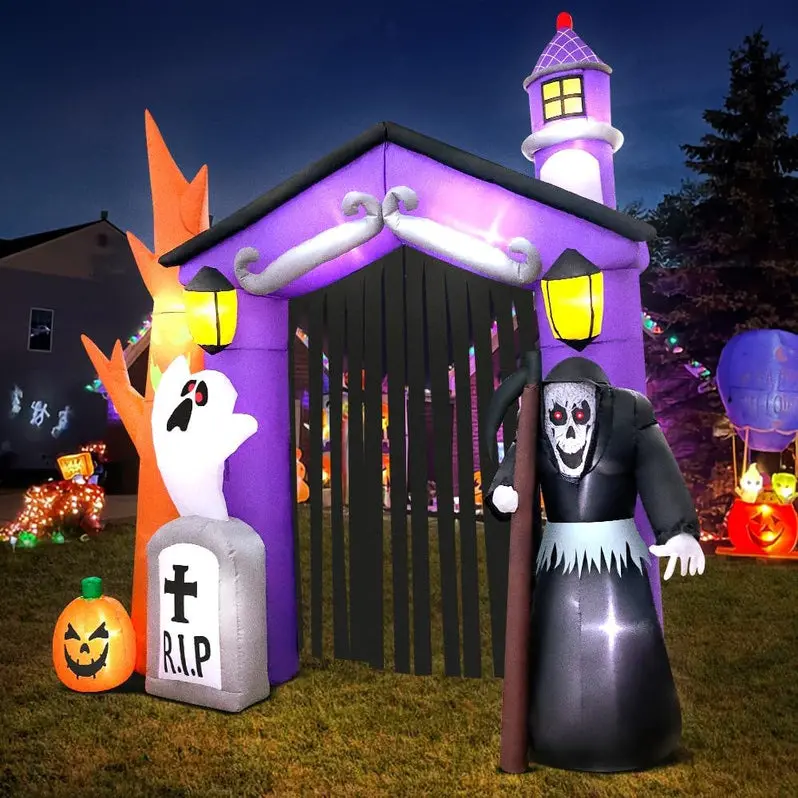 9-Foot Inflatable Haunted House – Fully Decorated Outdoor Halloween Display
