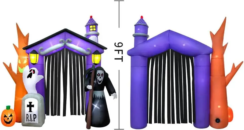 9-Foot Inflatable Haunted House – Fully Decorated Outdoor Halloween Display