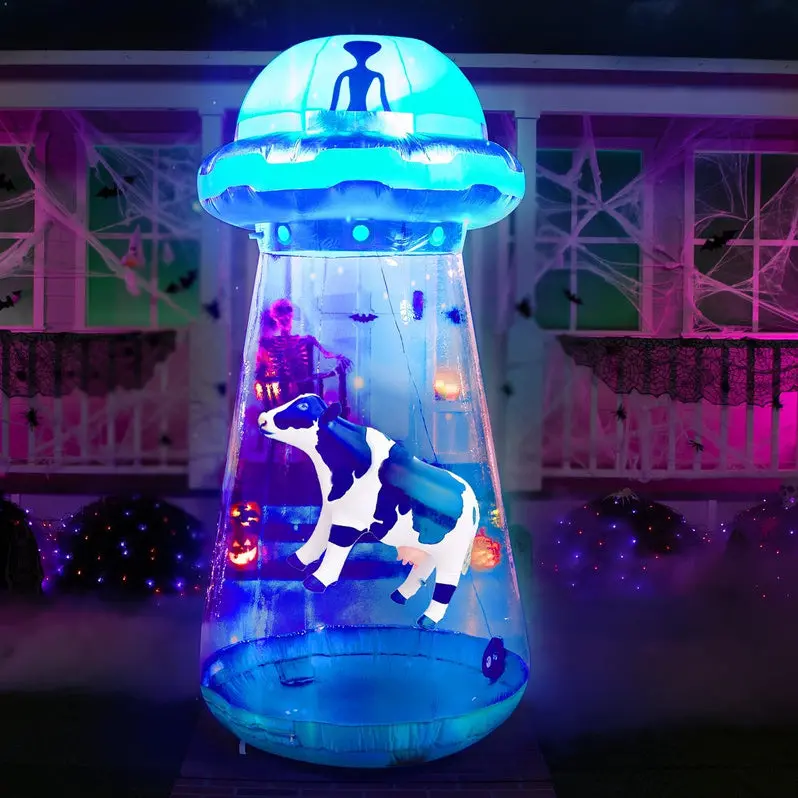 9-Foot Tall Inflatable UFO Yard Decoration – Animated Halloween Outdoor Display