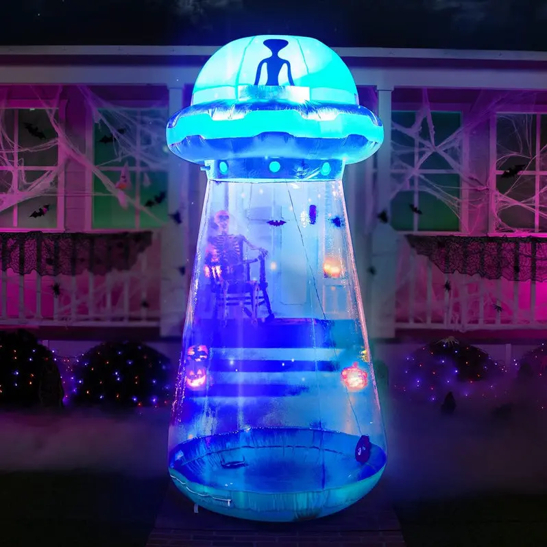 9-Foot Tall Inflatable UFO Yard Decoration – Animated Halloween Outdoor Display