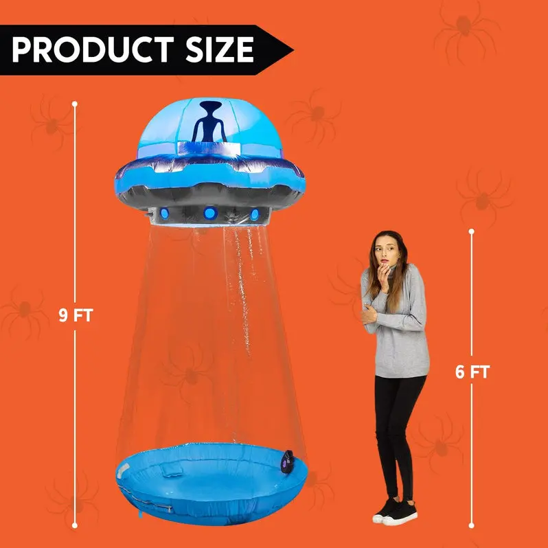9-Foot Tall Inflatable UFO Yard Decoration – Animated Halloween Outdoor Display