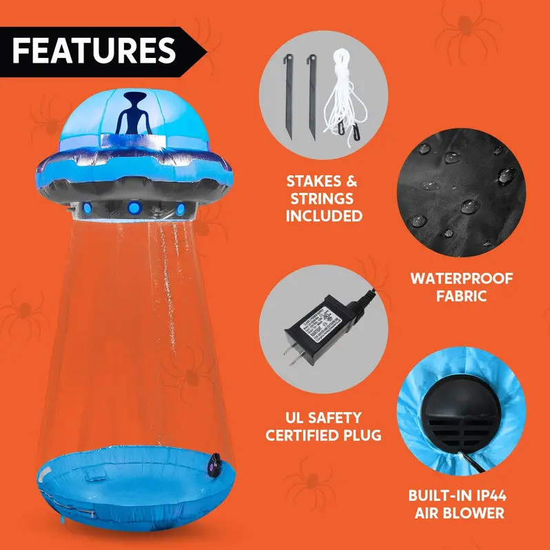 9-Foot Tall Inflatable UFO Yard Decoration – Animated Halloween Outdoor Display