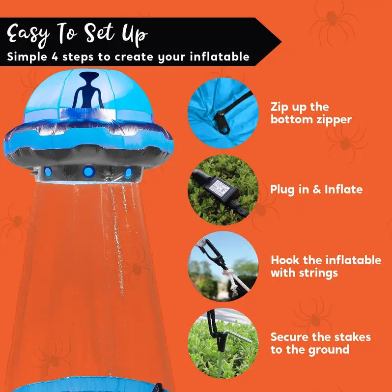 9-Foot Tall Inflatable UFO Yard Decoration – Animated Halloween Outdoor Display