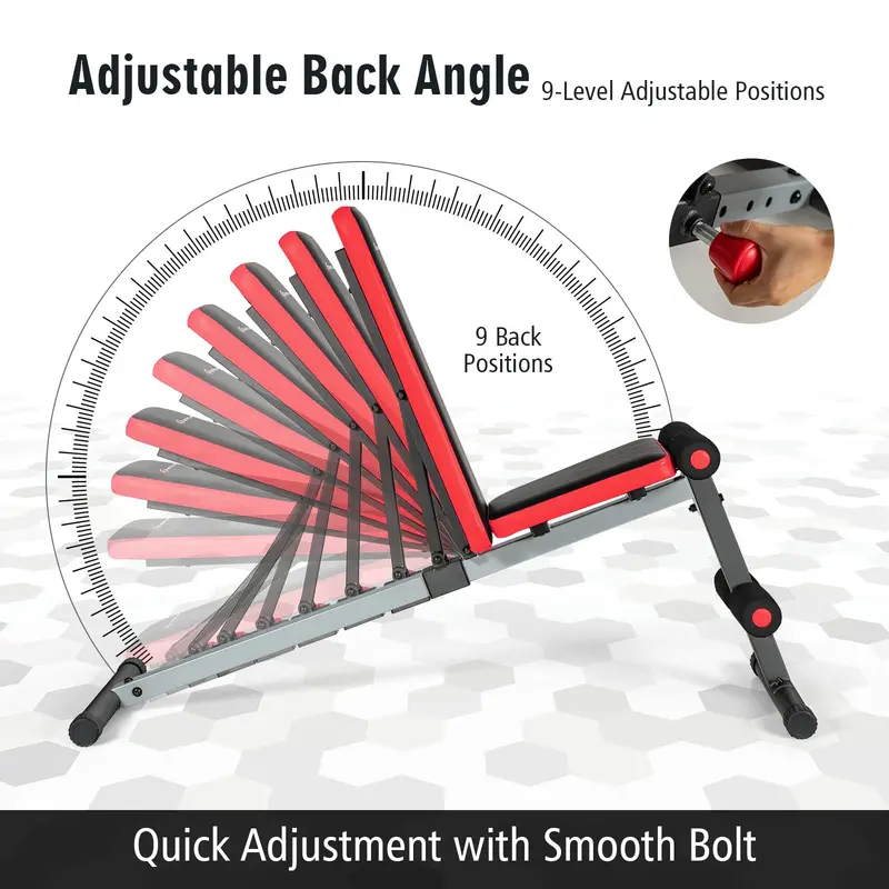 9-Position Adjustable Weight Bench for Strength Training