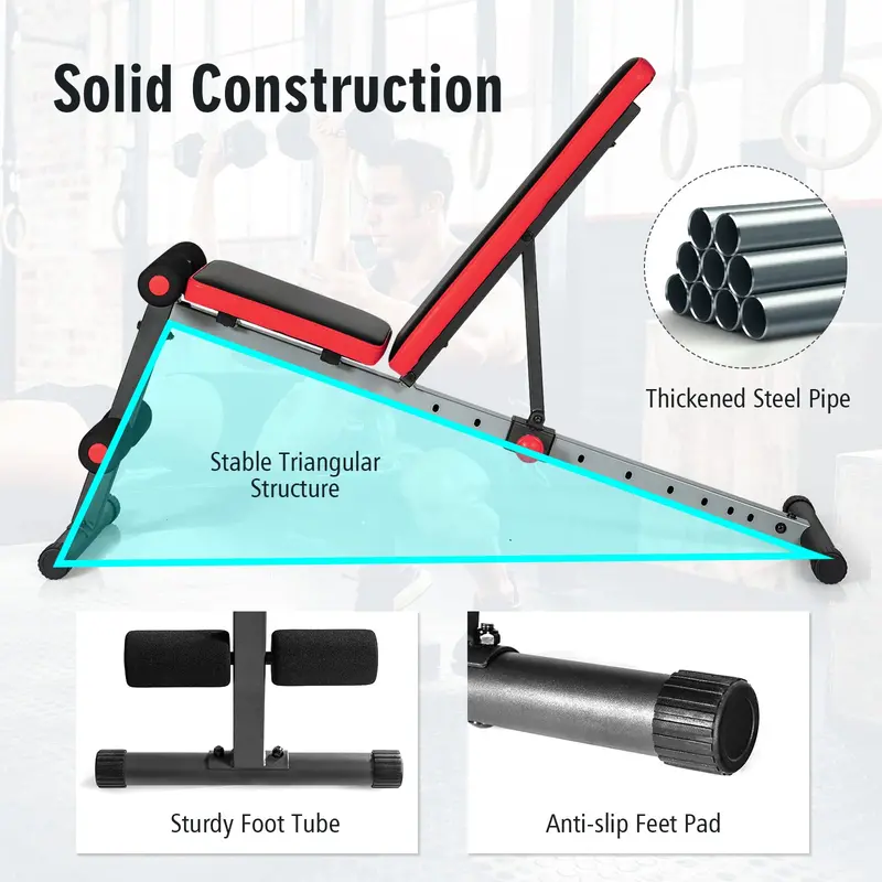 9-Position Adjustable Weight Bench for Strength Training