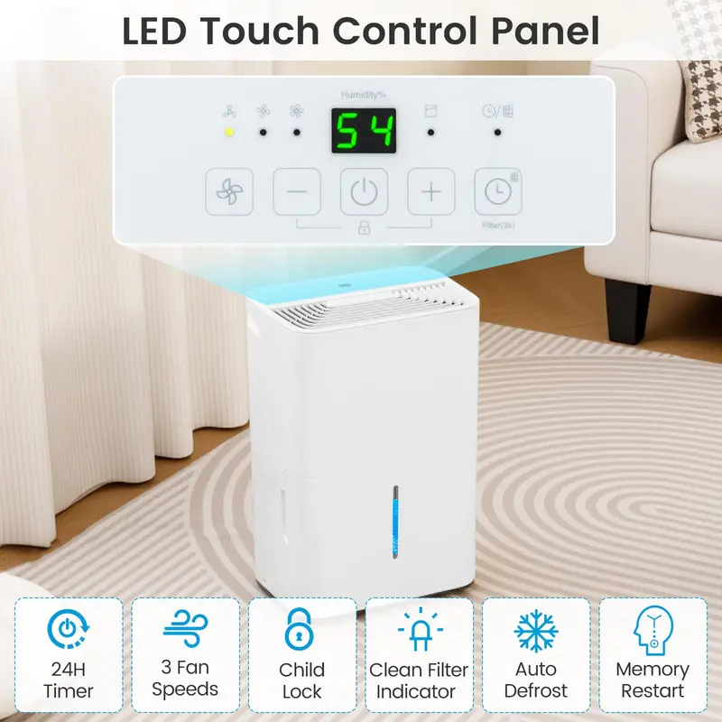94.5-Pint Dehumidifier for Large Spaces – Covers Up to 6,000 Sq. Ft (Basements, Bathrooms)