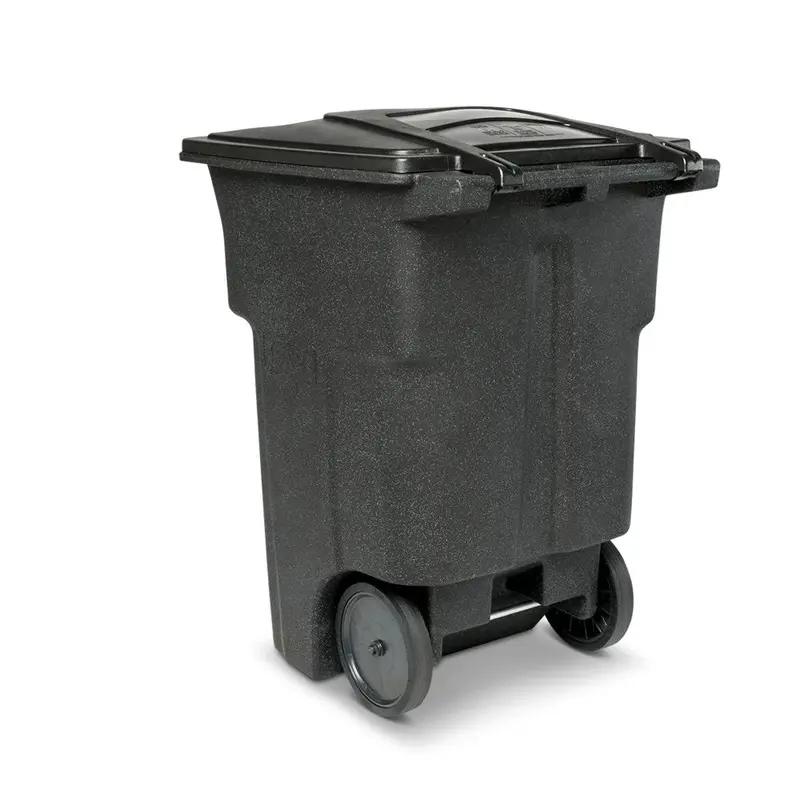 96-Gallon Heavy-Duty Trash Can with Quiet-Roll Wheels and Secure Lid