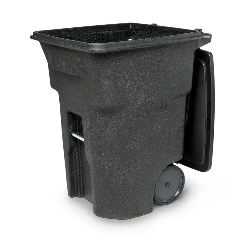 96-Gallon Heavy-Duty Trash Can with Quiet-Roll Wheels and Secure Lid