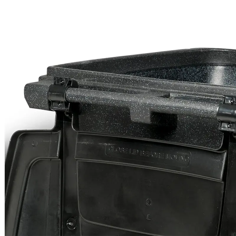 96-Gallon Heavy-Duty Trash Can with Quiet-Roll Wheels and Secure Lid
