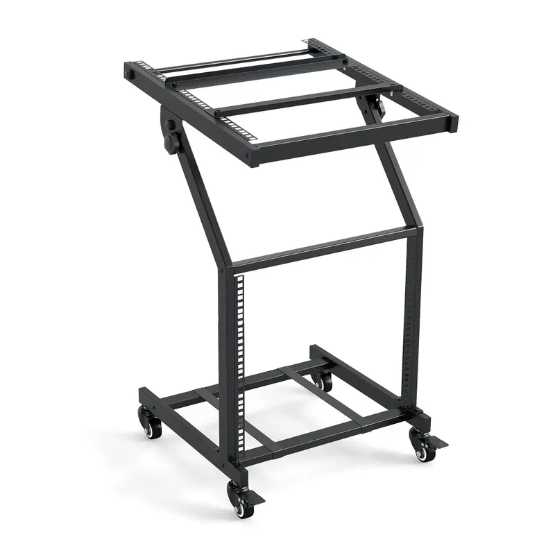 9U DJ Mixer Stand with Brake-Locked Wheels and Studio-Grade Equipment Support 2