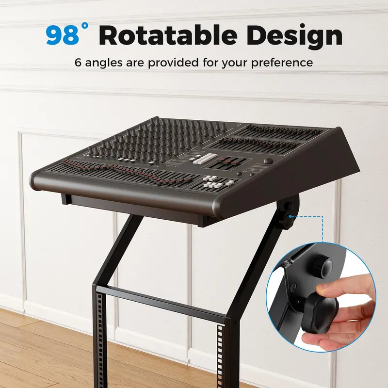 9U DJ Mixer Stand with Brake-Locked Wheels and Studio-Grade Equipment Support