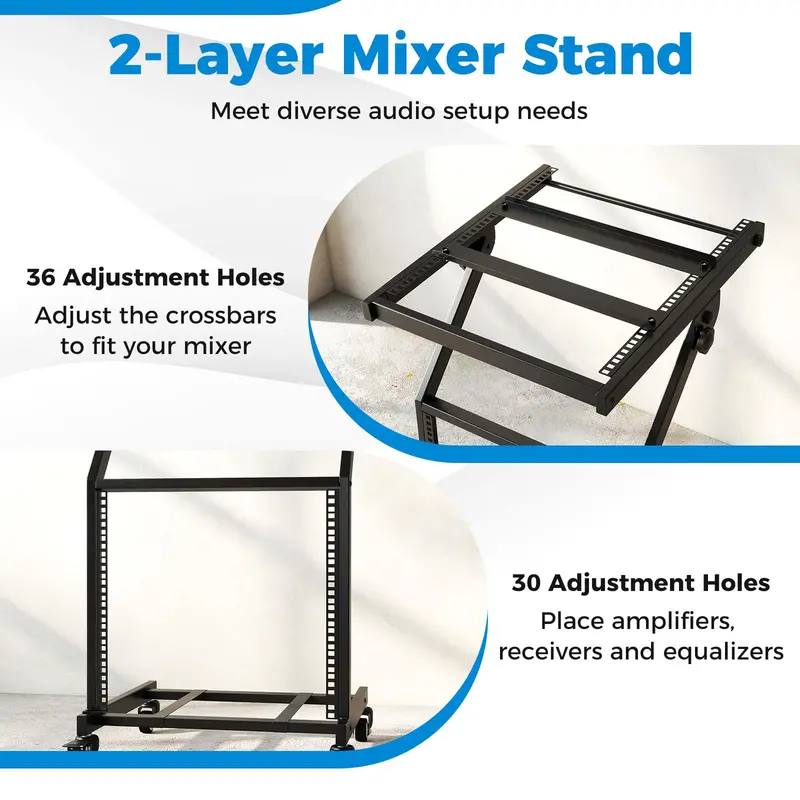 9U DJ Mixer Stand with Brake-Locked Wheels and Studio-Grade Equipment Support