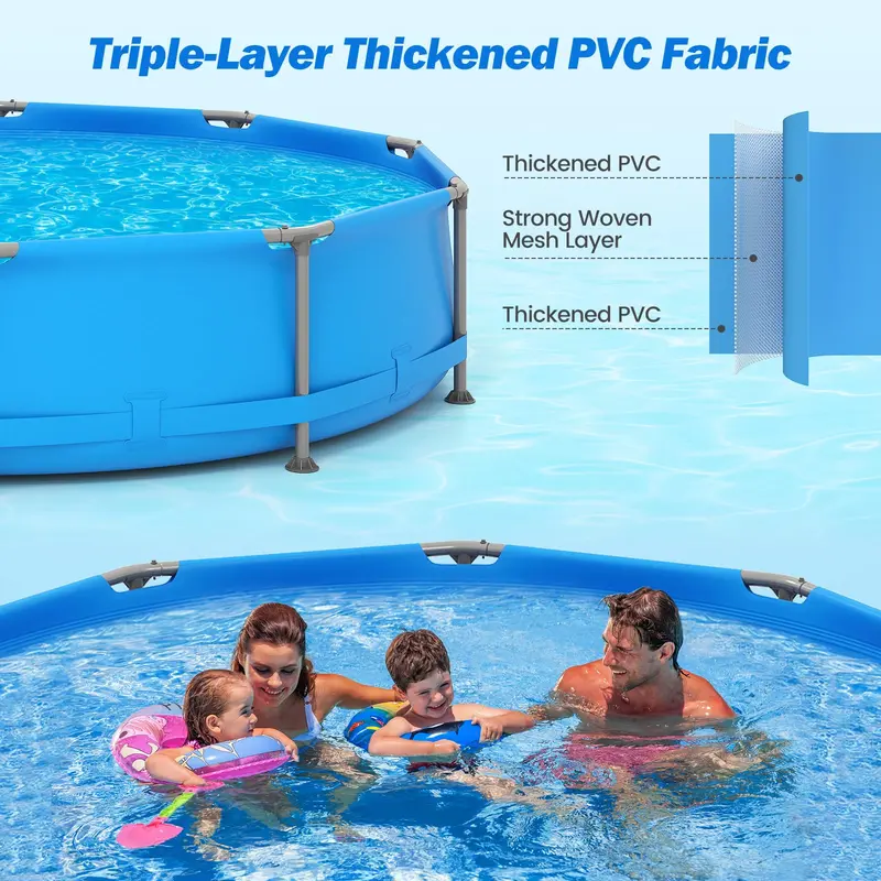 Above-Ground Metal-Frame Swimming Pool for Outdoor Use 2
