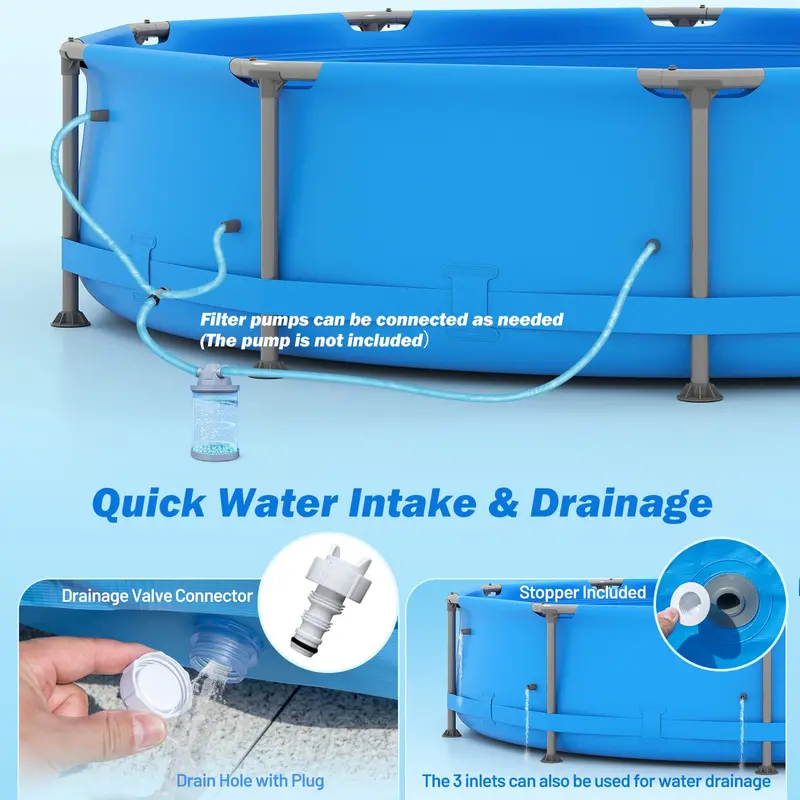 Above-Ground Metal-Frame Swimming Pool for Outdoor Use