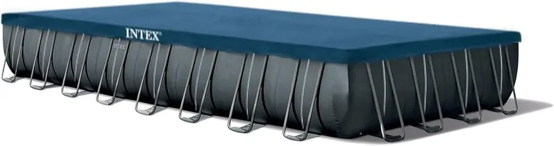 Above-Ground Rectangular Swimming Pool Kit with 1200 GPH Sand Filter Pump, Protective Cover, and Safety Ladder