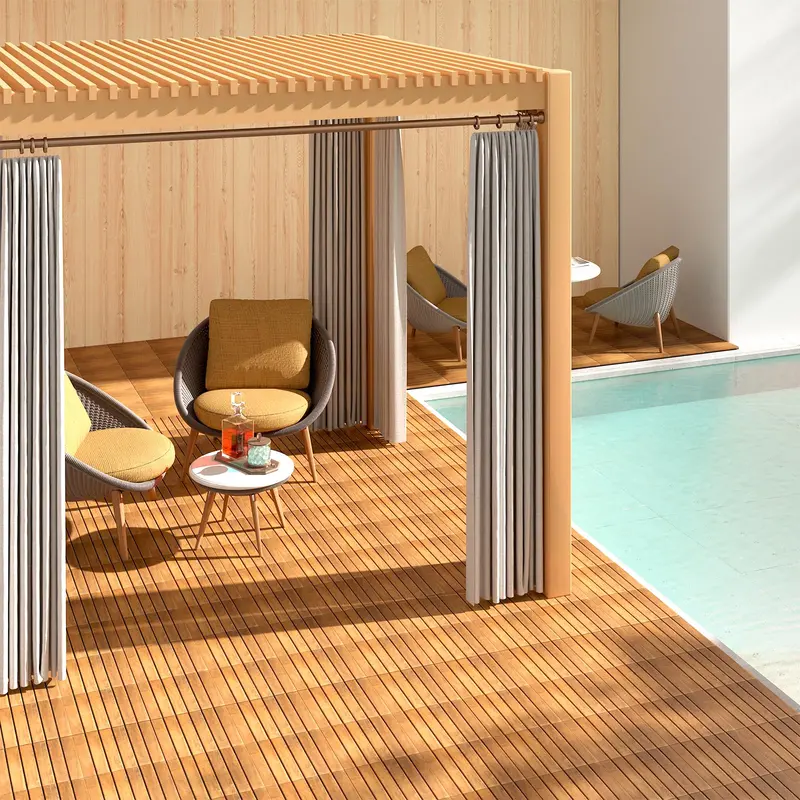 Acacia Wood Patio Tile Set — 27 Pieces of 12"×12" Stripe-Design Tiles 2