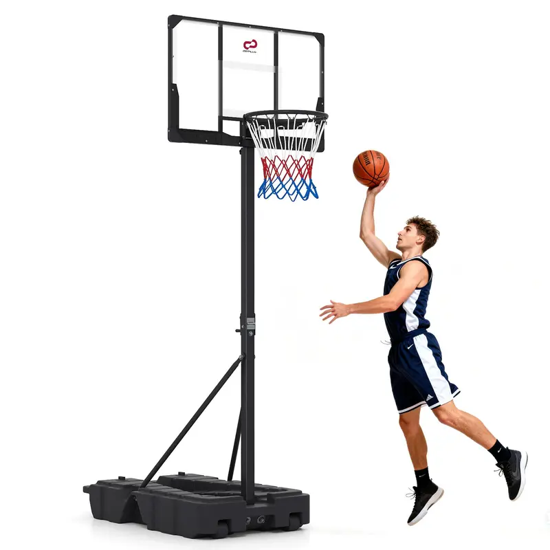 Adjustable 10-Foot Basketball Hoop System with Fillable Stability Base