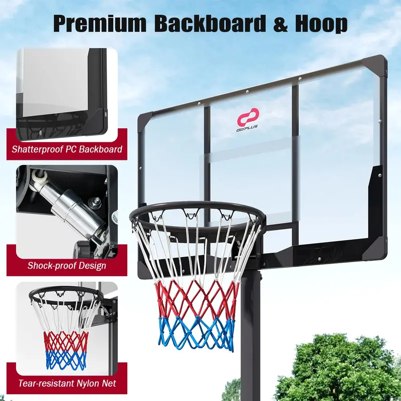 Adjustable 10-Foot Basketball Hoop System with Fillable Stability Base