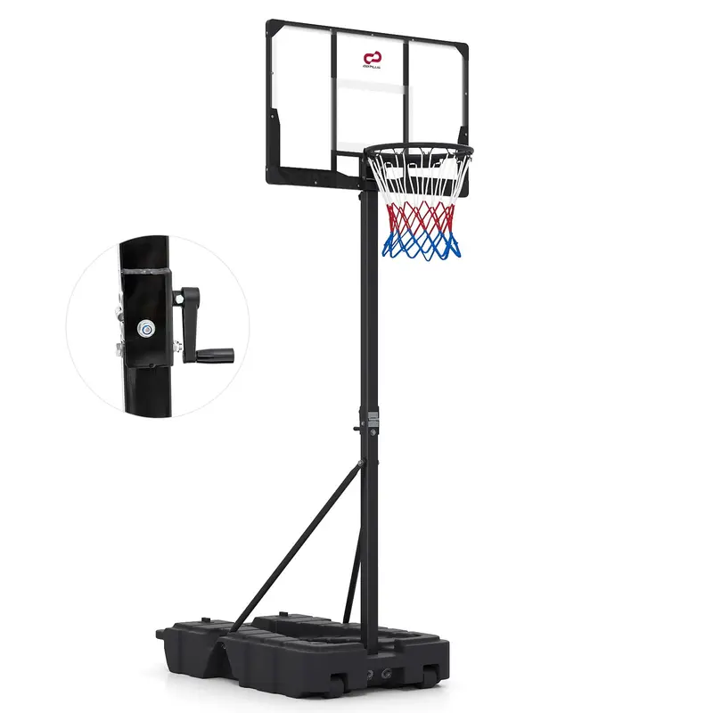 Adjustable 10-Foot Basketball Hoop System with Fillable Stability Base