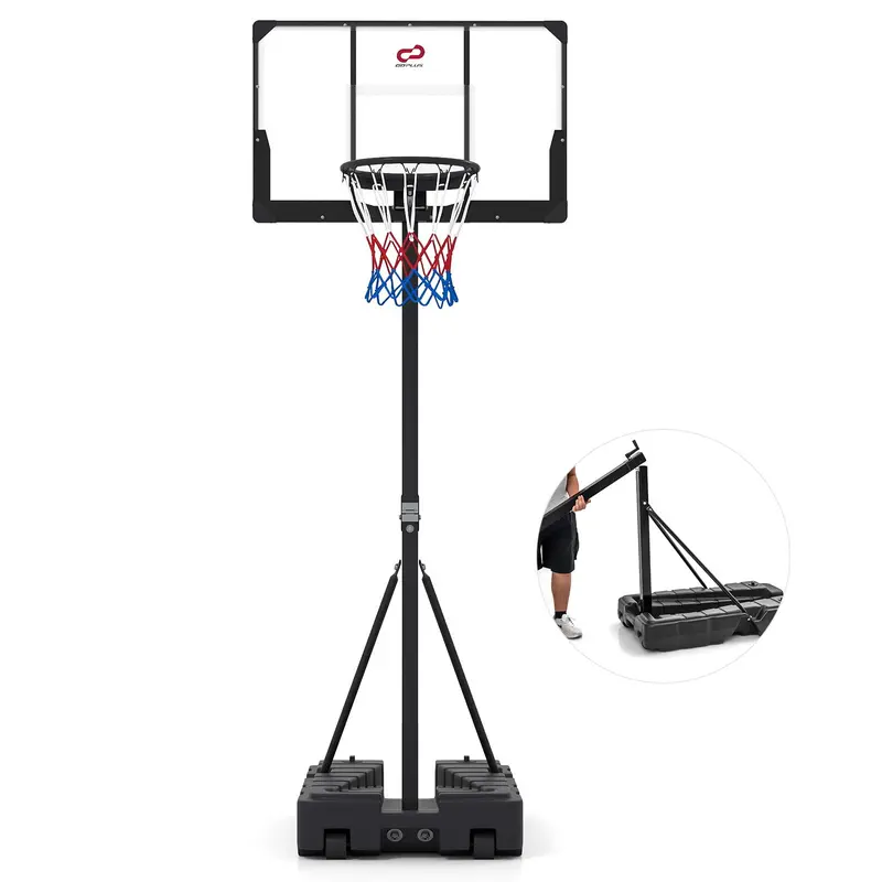 Adjustable 10-Foot Basketball Hoop System with Fillable Stability Base