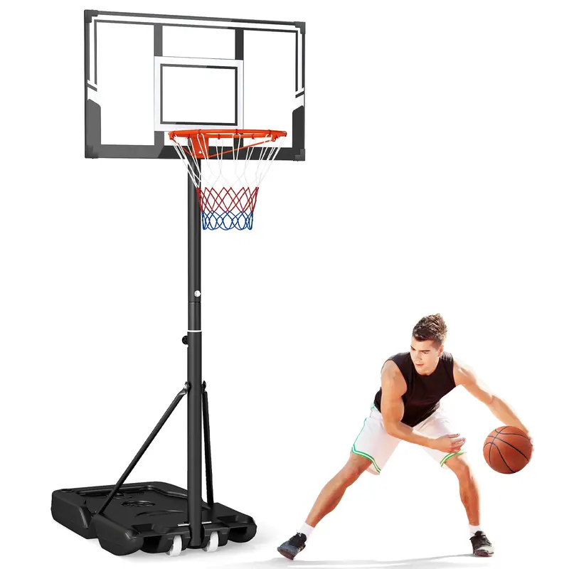 Adjustable 3.3- to 10-Foot Portable Basketball Hoop System with Shatterproof Polycarbonate Backboard