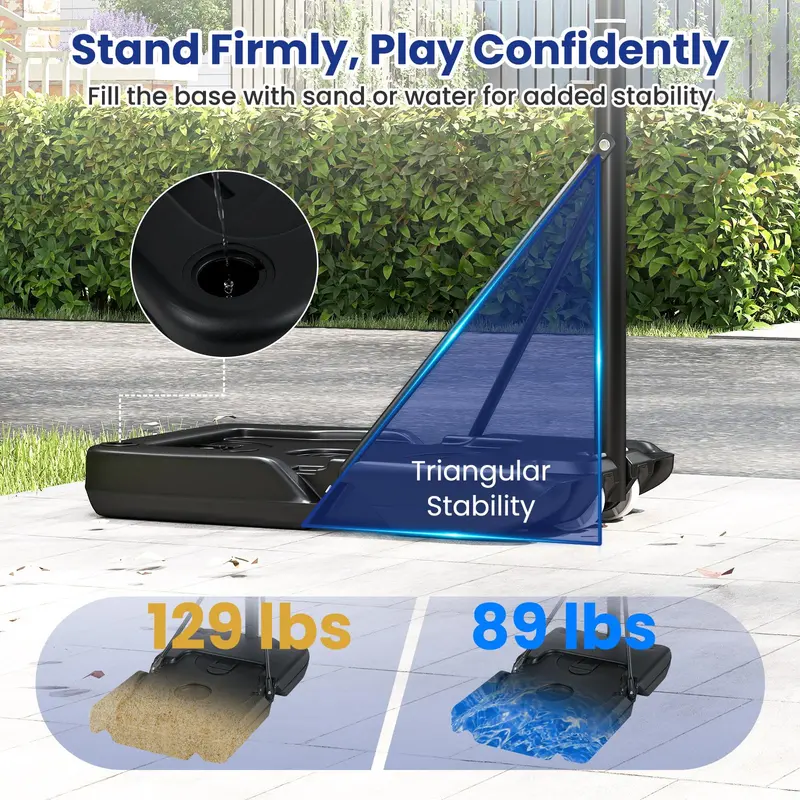 Adjustable 3.3- to 10-Foot Portable Basketball Hoop System with Shatterproof Polycarbonate Backboard