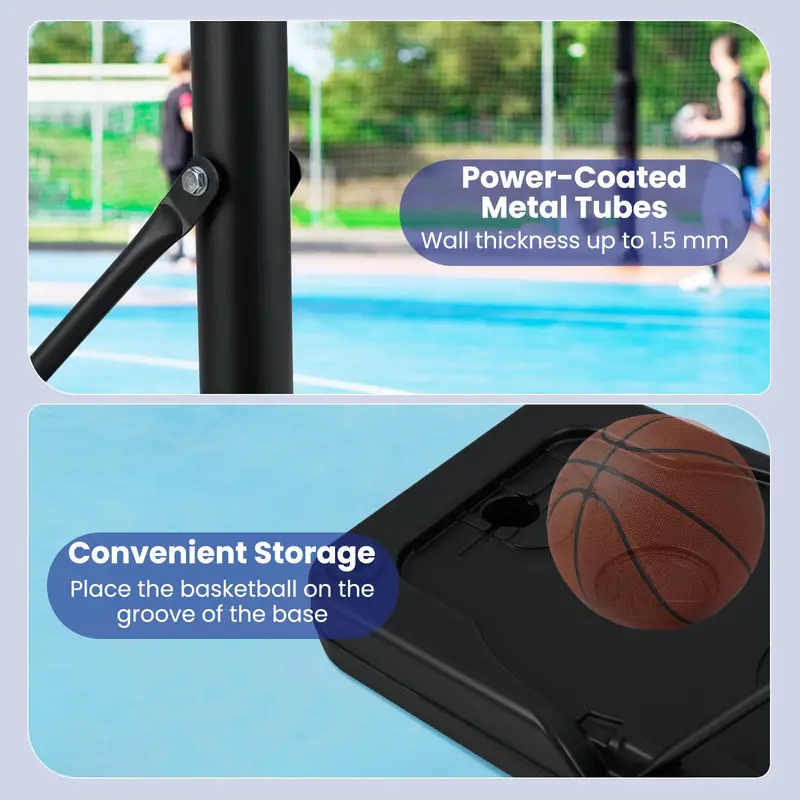 Adjustable 3.3- to 10-Foot Portable Basketball Hoop System with Shatterproof Polycarbonate Backboard