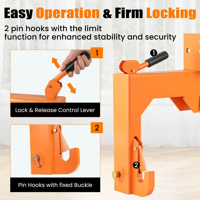 Adjustable 3-Point Quick Hitch – 3000 lb Towing Capacity with 5-Position Height Settings