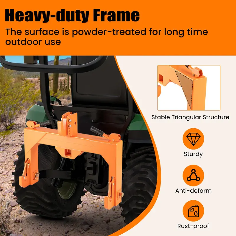 Adjustable 3-Point Quick Hitch – 3000 lb Towing Capacity with 5-Position Height Settings