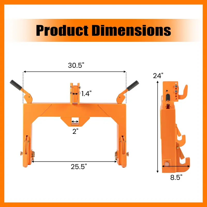 Adjustable 3-Point Quick Hitch – 3000 lb Towing Capacity with 5-Position Height Settings
