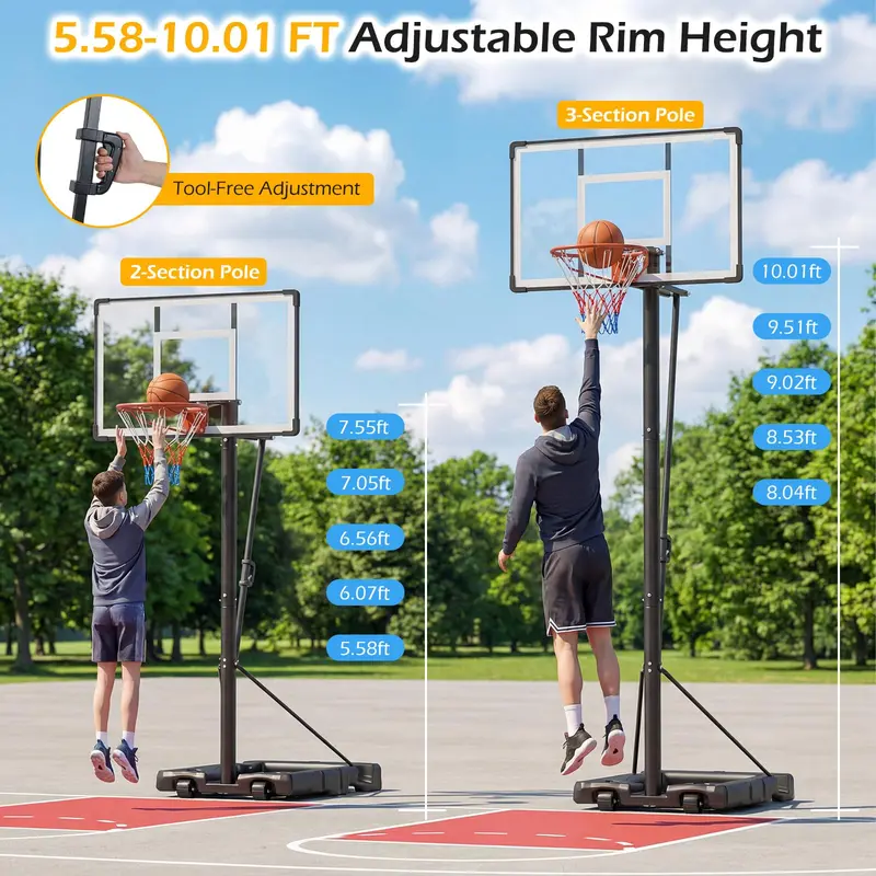 Adjustable 5.6–10-Foot Portable Basketball Hoop System for Driveway or Backyard Play 2