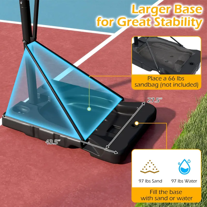 Adjustable 5.6–10-Foot Portable Basketball Hoop System for Driveway or Backyard Play