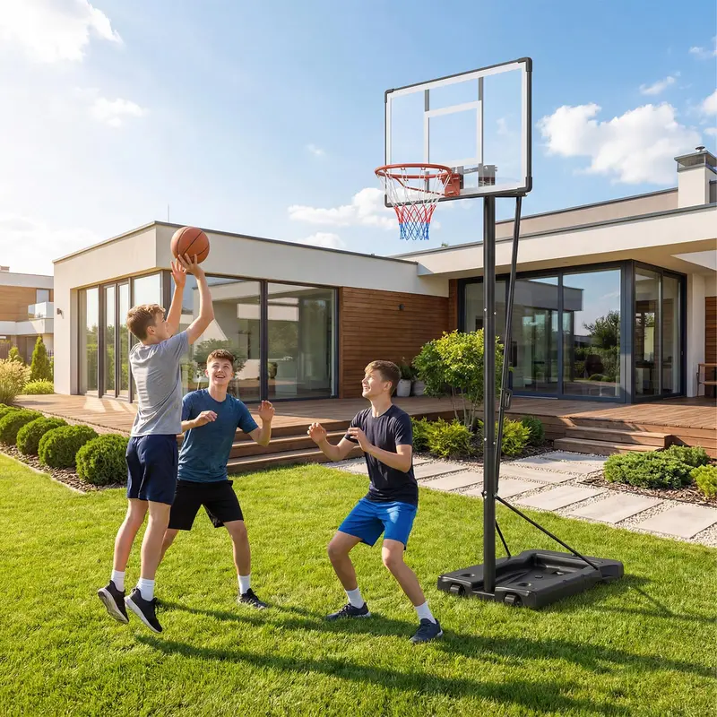 Adjustable 5.6–10-Foot Portable Basketball Hoop System for Driveway or Backyard Play