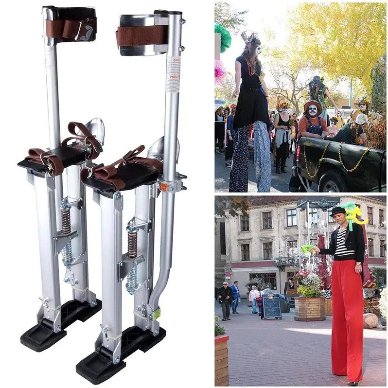 Adjustable Aluminum Drywall Stilts – 24–40 Inch Height, 227 lb Capacity, Dual-Spring Design (Silver)