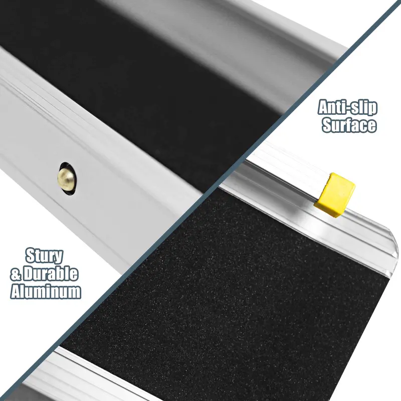 Adjustable Aluminum Wheelchair Ramp Set – Lightweight Portable Access Ramp with Non-Slip Surface for Doors and Steps