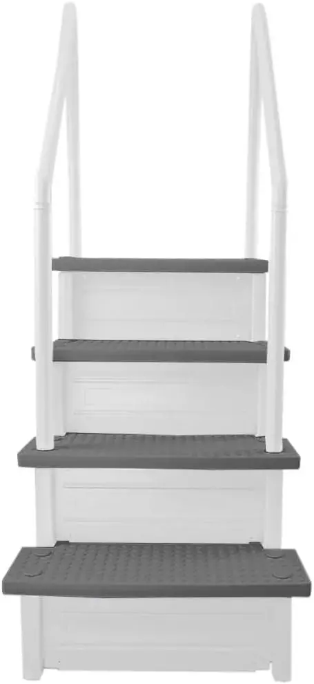 Adjustable Anti-Slip Pool Steps for Above-Ground Pools – Gray Safety Stairs Compatible with Decks 48–54 Inches High