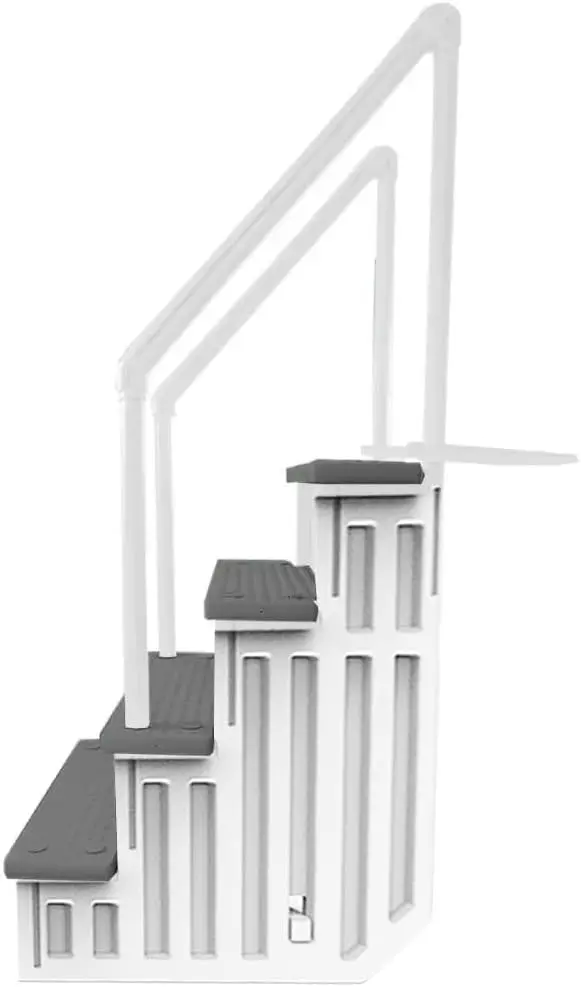 Adjustable Anti-Slip Pool Steps for Above-Ground Pools – Gray Safety Stairs Compatible with Decks 48–54 Inches High