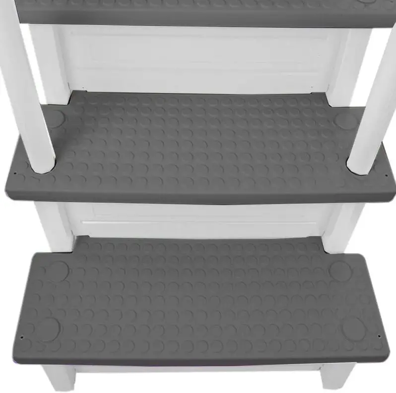 Adjustable Anti-Slip Pool Steps for Above-Ground Pools – Gray Safety Stairs Compatible with Decks 48–54 Inches High