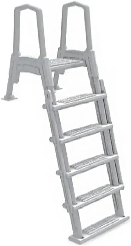 Adjustable Anti-Slip Pool Steps for Above-Ground Pools – Gray Safety Stairs Compatible with Decks 48–54 Inches High