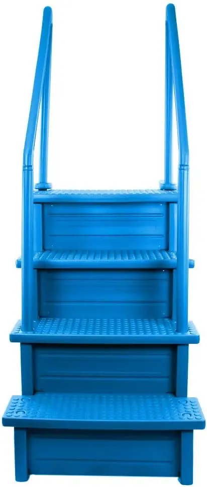Adjustable Anti-Slip Pool Steps for Above-Ground Pools – Gray Safety Stairs Compatible with Decks 48–54 Inches High