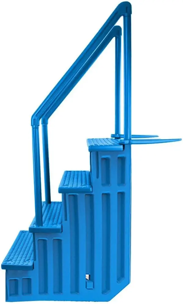 Adjustable Anti-Slip Pool Steps for Above-Ground Pools – Gray Safety Stairs Compatible with Decks 48–54 Inches High