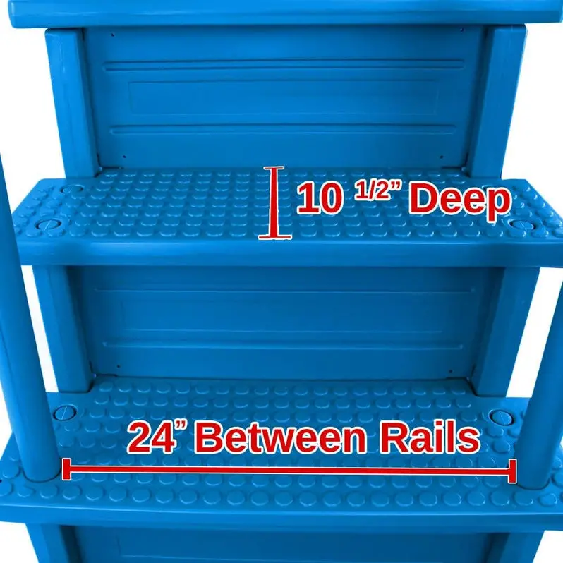 Adjustable Anti-Slip Pool Steps for Above-Ground Pools – Gray Safety Stairs Compatible with Decks 48–54 Inches High