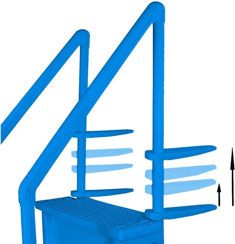 Adjustable Anti-Slip Pool Steps for Above-Ground Pools – Gray Safety Stairs Compatible with Decks 48–54 Inches High