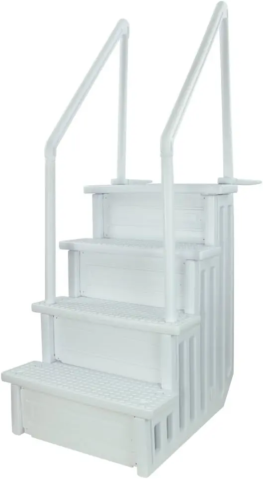 Adjustable Anti-Slip Pool Steps for Above-Ground Pools – Gray Safety Stairs Compatible with Decks 48–54 Inches High