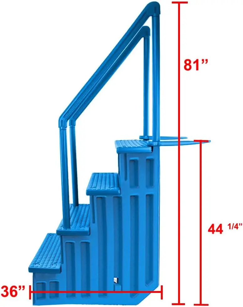 Adjustable Anti-Slip Pool Steps for Above-Ground Pools – Gray Safety Stairs Compatible with Decks 48–54 Inches High