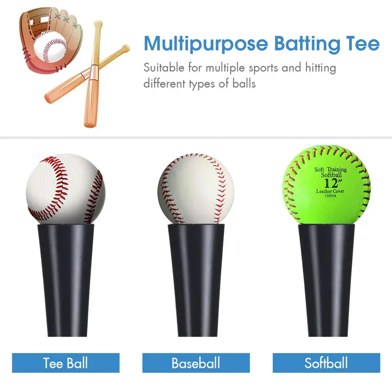 Adjustable Baseball Batting Tee – Heavy-Duty Softball Hitting Trainer for Practice