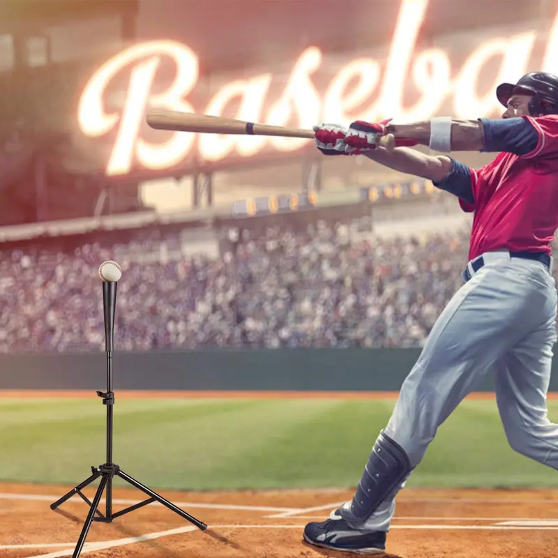 Adjustable Baseball & Softball Batting Tee on Stable Tripod Base for Home Training