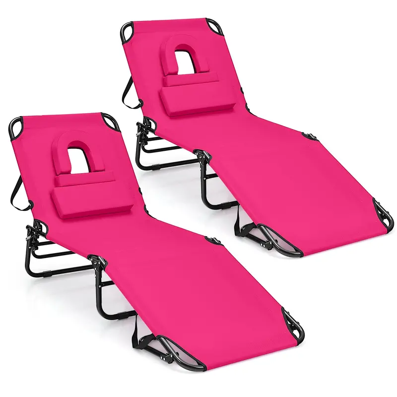 Adjustable Beach Chaise Lounge with UV-Resistant Fabric