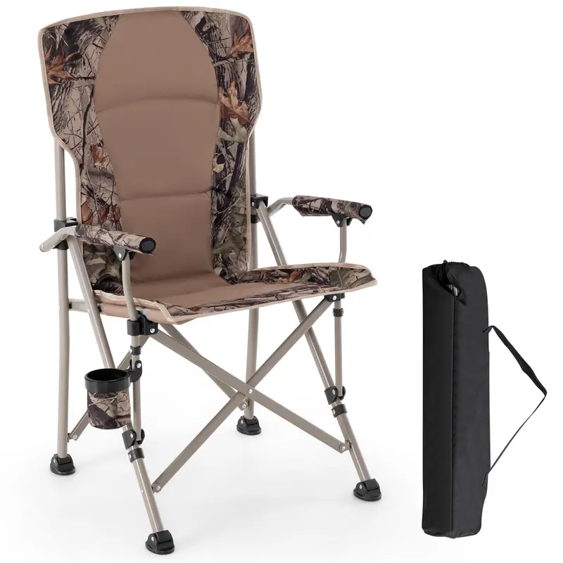 Adjustable Camouflage Hunting Chair with Back Support and Compact Carry Design